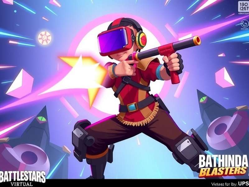 Concept art for Barnala Battlestars VR mode showing a player in virtual reality fighting