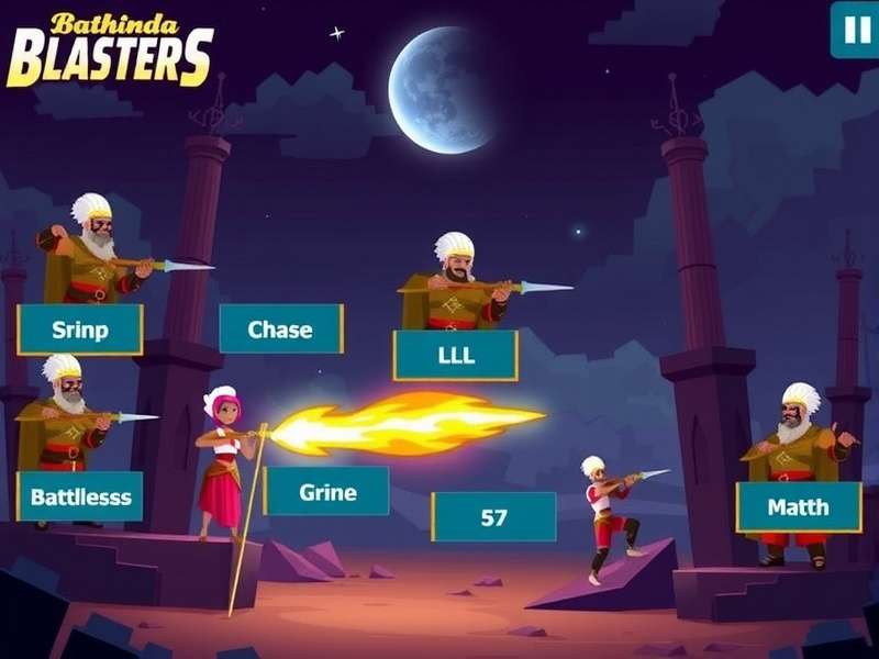 Barnala Battlestars game interface showing Indian warriors in epic battle
